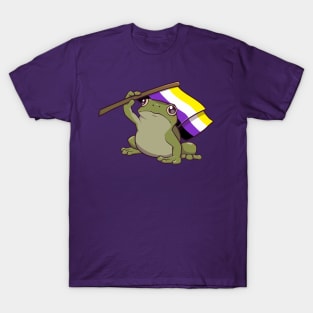 Nonbinary Pride Flag-Holding Frog T-Shirt